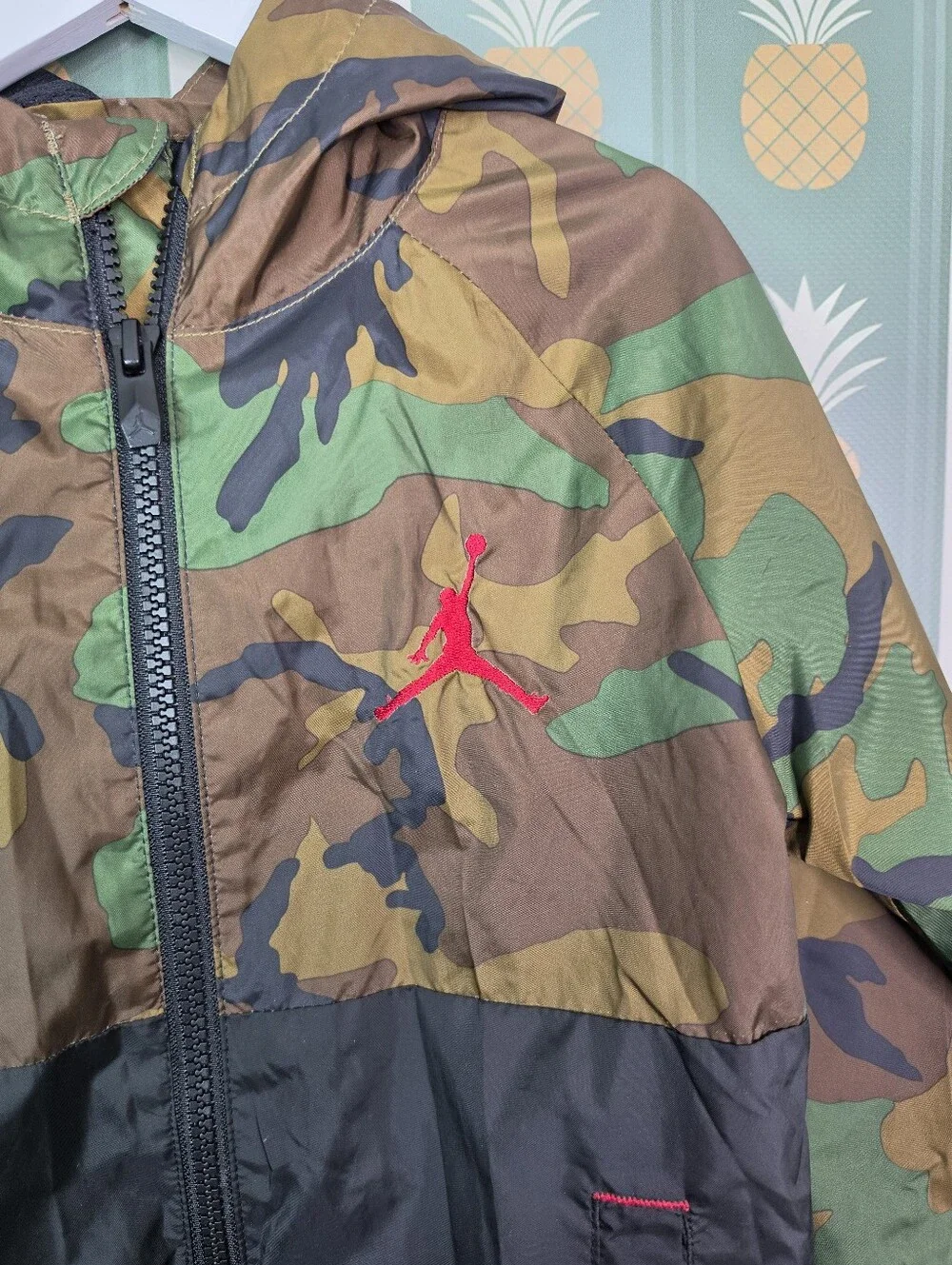 Nike Kids' Camo Hooded Rain Jacket - Green/Brown/Black